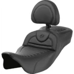 Saddlemen Roadsofa Extended Reach Seat with Backrest for '08-23 Harley Davidson Touring Models - Tuck-n-Roll