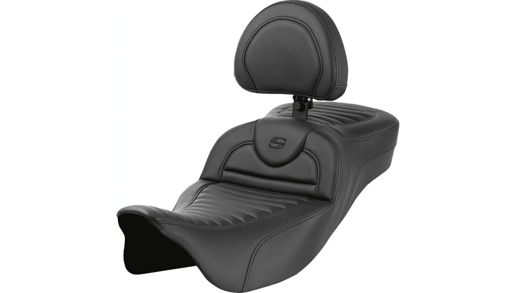 0801-1817__88405 (1) Saddlemen Roadsofa Extended Reach Seat with Backrest for '08-23 Harley Davidson Touring Models - Tuck-n-Roll - Image 1